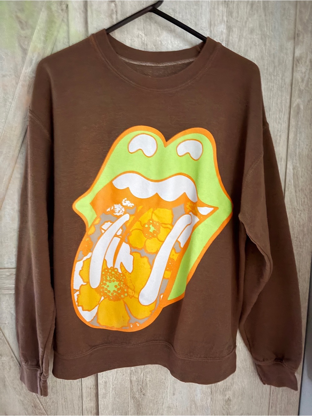 The Rolling Stones Psychedelic Tongue Graphic Sweatshirt | Small (OVERSIZED)